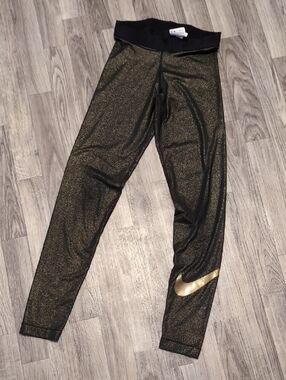 Nike Black and Metallic Gold Shimmer Leggings